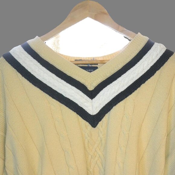 Gant Rugger Men's Sweater Cable Knit V Neck XL Discontinued Line Hand Framed - Picture 3 of 9